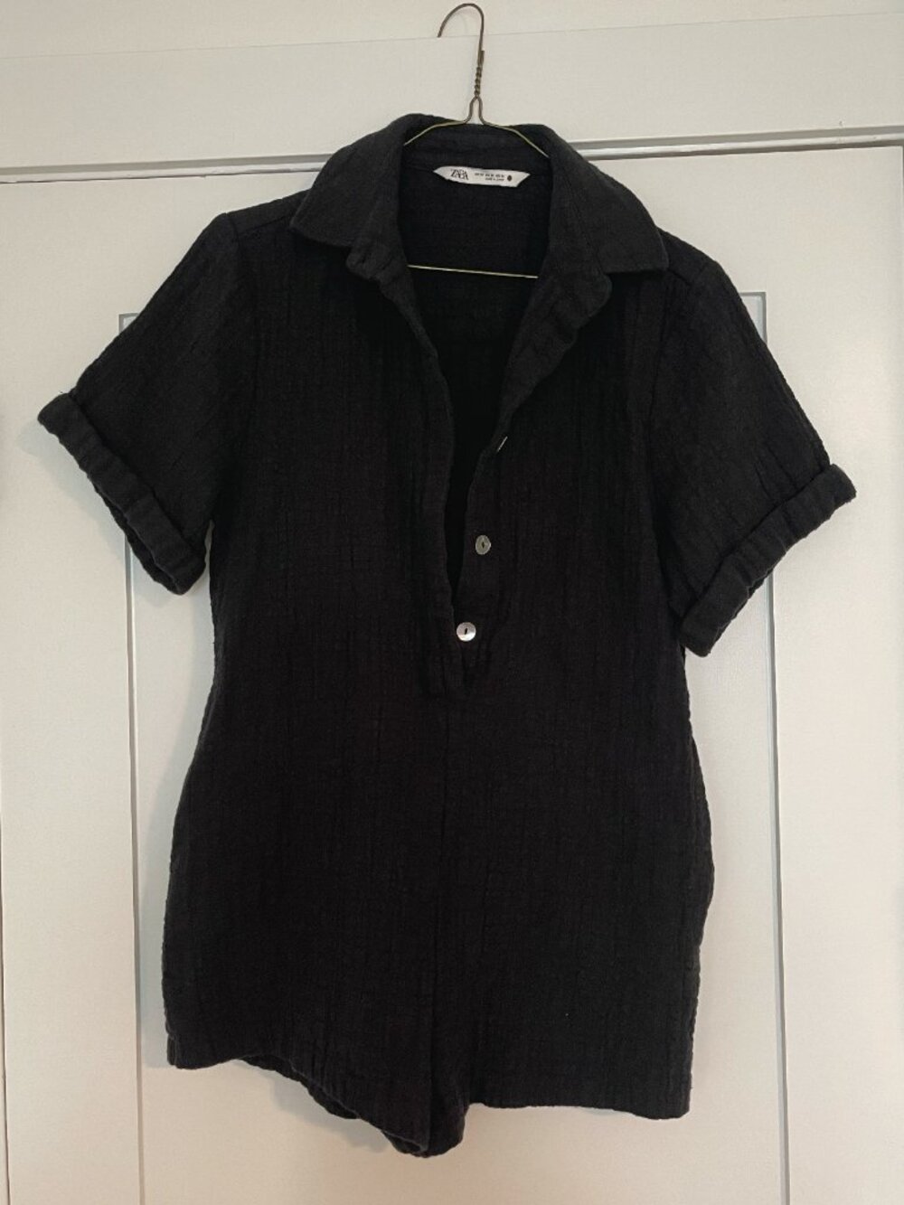 ZARA XS Black Textured Romper